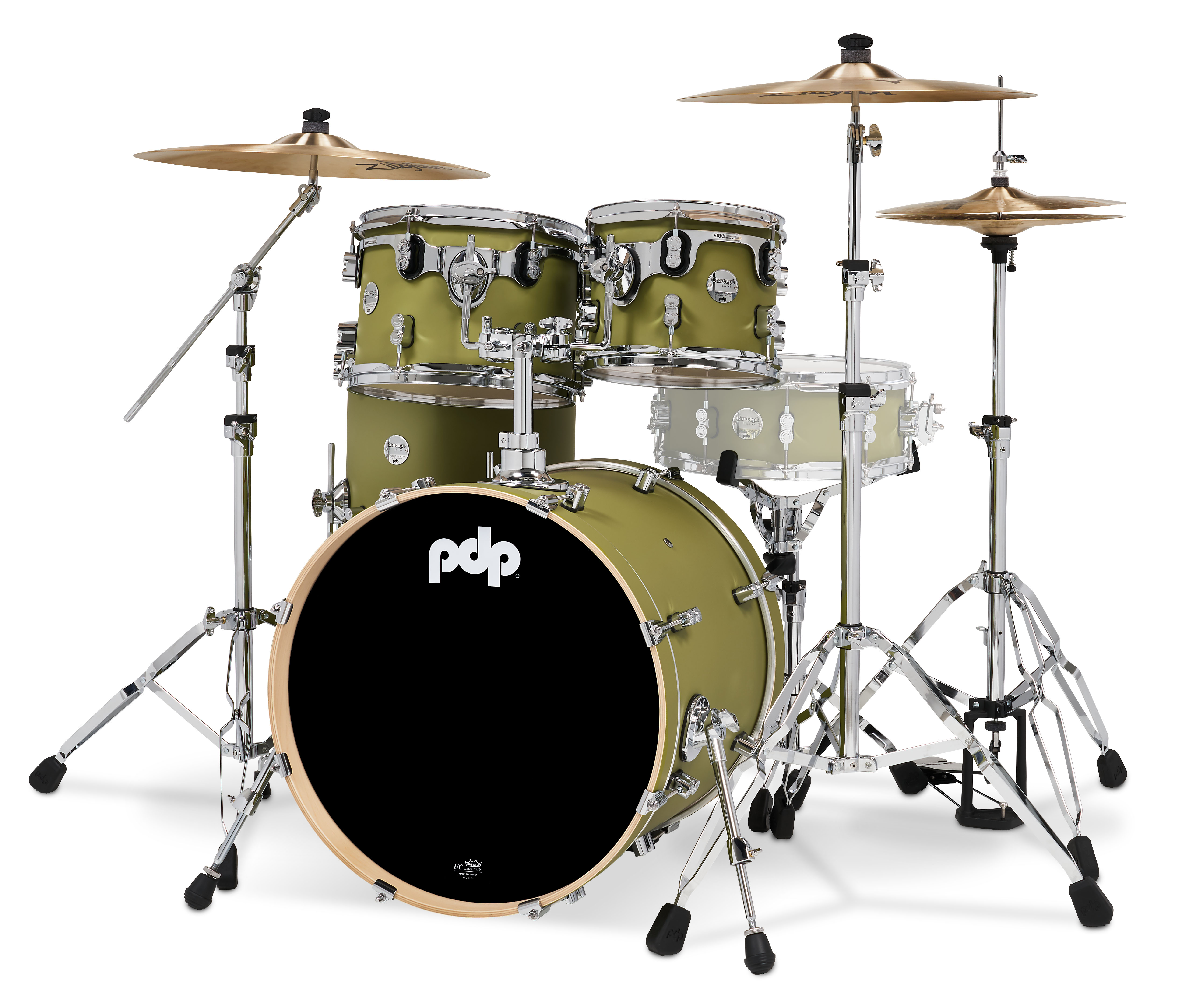 PDP Concept Maple 4-Piece Fusion Shell Pack, Satin Olive - Image 2