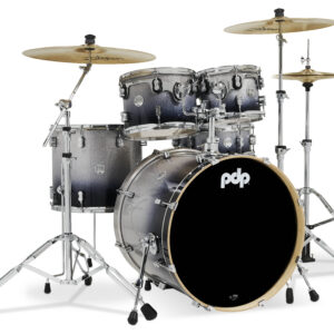 PDP Concept Maple 5-Piece Shell Pack, Silver to Black Fade Lacquer w/ Chrome Hardware; 8x10, 9x12, 14x16, 18x22, 5.5x14