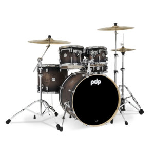 PDP Concept Maple 5-Piece Shell Pack, Satin Charcoal Burst Lacquer w/ Chrome Hardware; 8x10, 9x12, 14x16, 18x22, 5.5x14