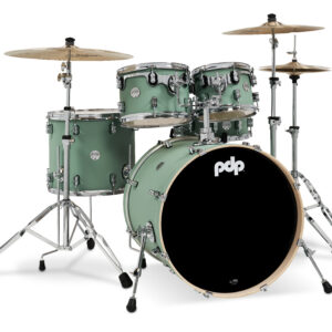 PDP Concept Maple 5-Piece Shell Pack, Satin Seafoam Finish Ply w/ Chrome Hardware; 8x10, 9x12, 14x16, 18x22, 5.5x14