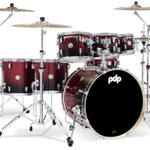 PDP Concept Series 7-Piece Maple Shell Pack, Red to Black Fade Lacquer