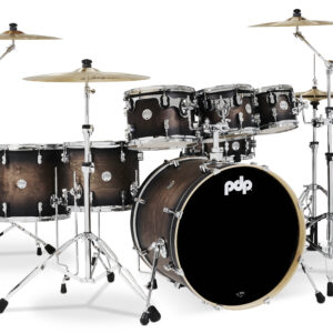 PDP Concept Series 7-Piece Maple Shell Pack, Satin Charcoal Burst Lacquer