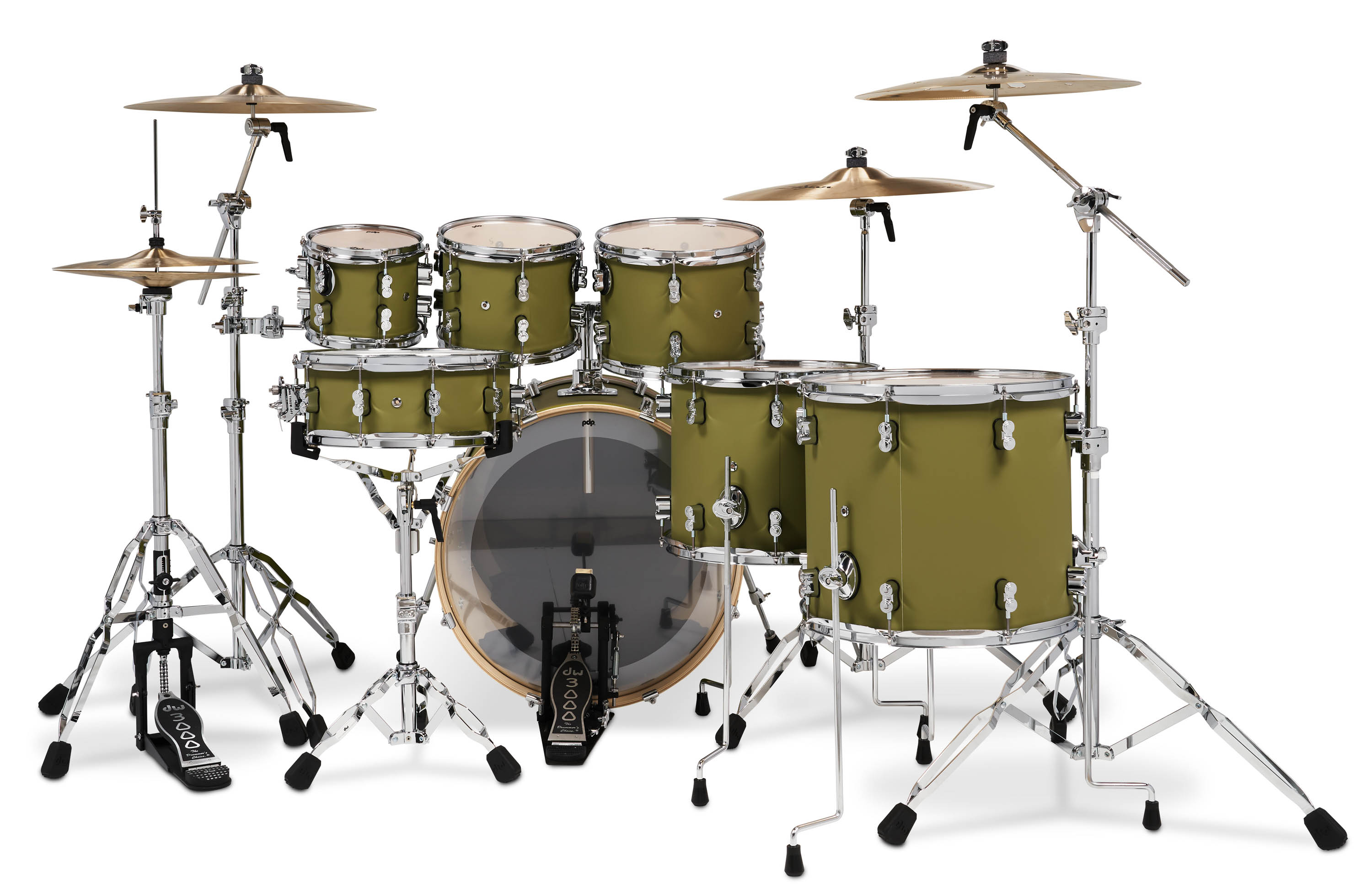 PDP Concept Series 7-Piece Maple Shell Pack, Satin Olive FinishPly - Image 3
