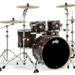 PDP Concept Series 5-Piece Maple Exotic Shell Pack, Walnut to Charcoal Burst w/ Chrome Hardware; 8x10, 9x12, 14x16, 18x22, 5.5x14