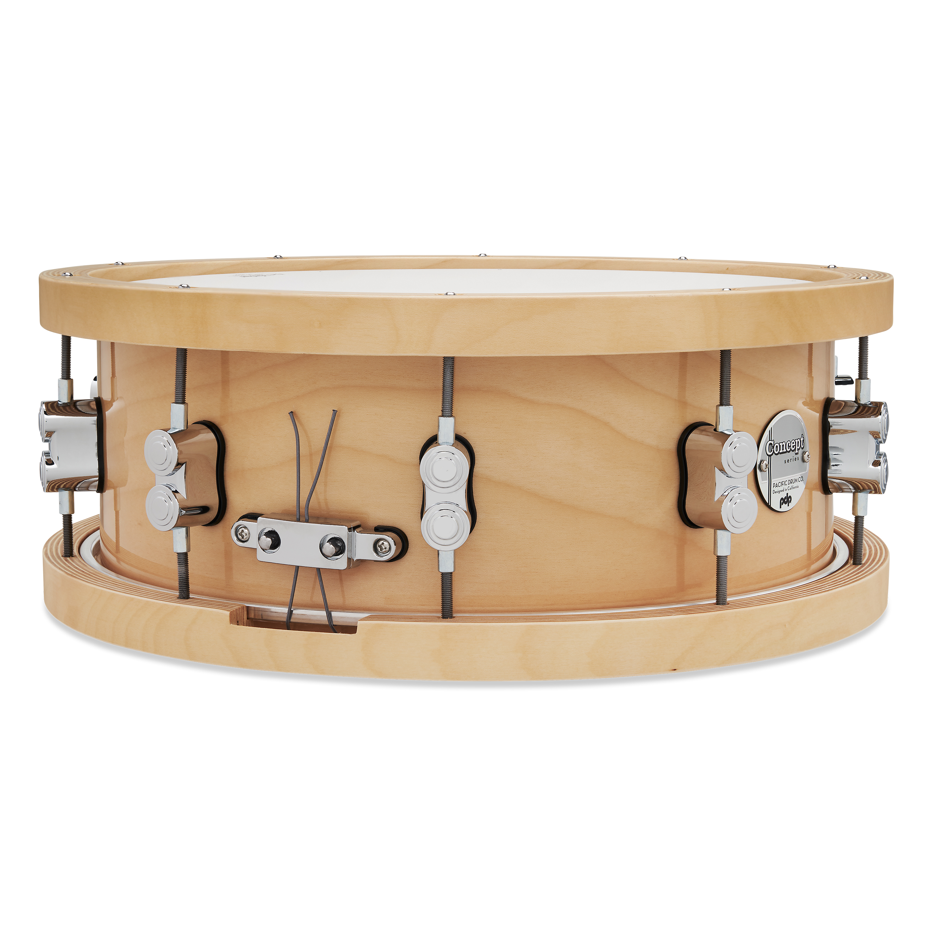 Concept 20-Ply 5.5" x 14" Thick Wood Hoop Natural Maple Snare - Image 4