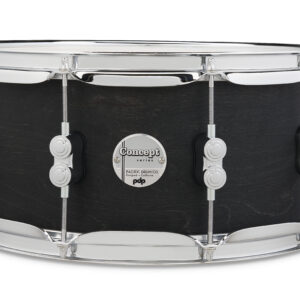 PDP Concept Series Black Wax Maple Snare, 6.5" x 14", Satin Black w/ Chrome Hardware