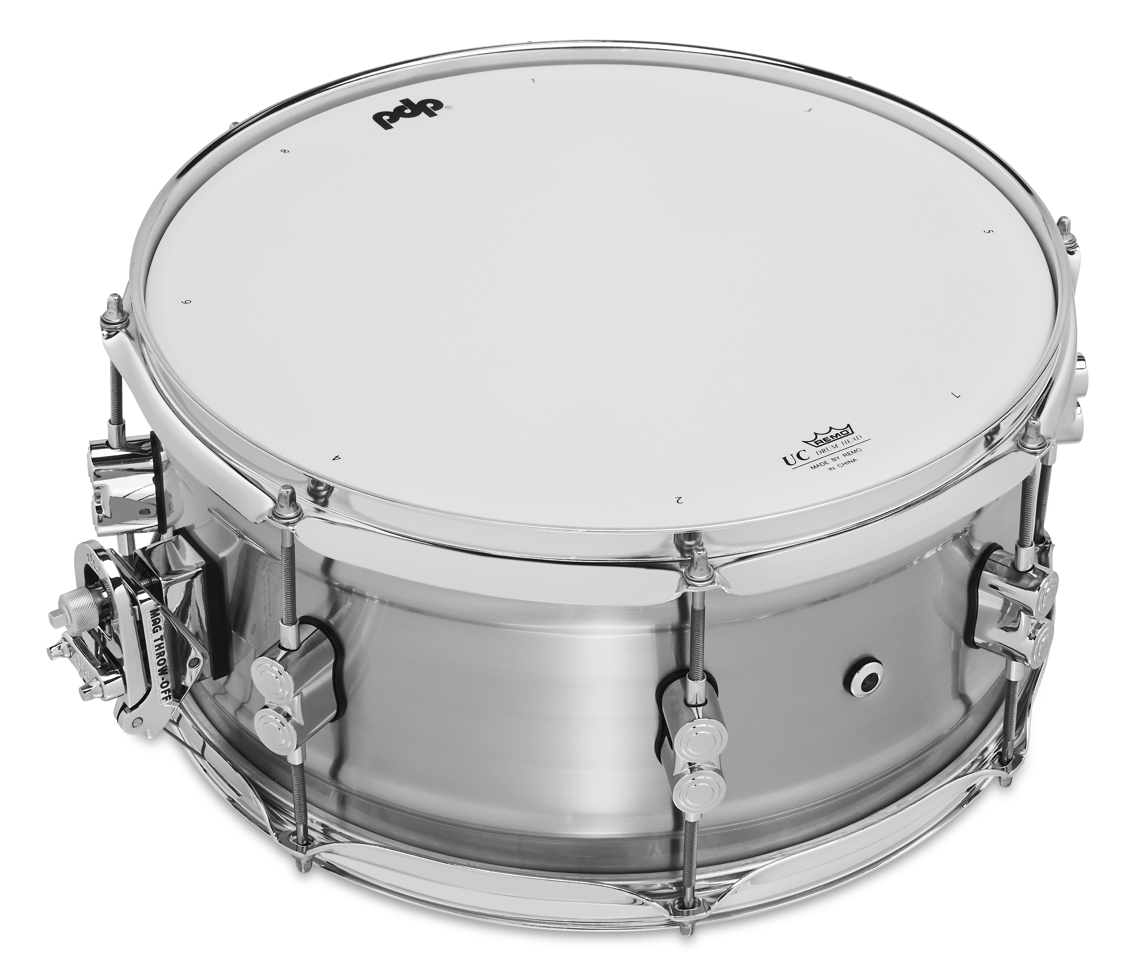 Concept Series 6.5" x 14" 1.2mm Natural Satin Brushed Aluminum Snare - Image 4